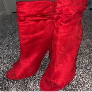 Red Peep Toe Booties